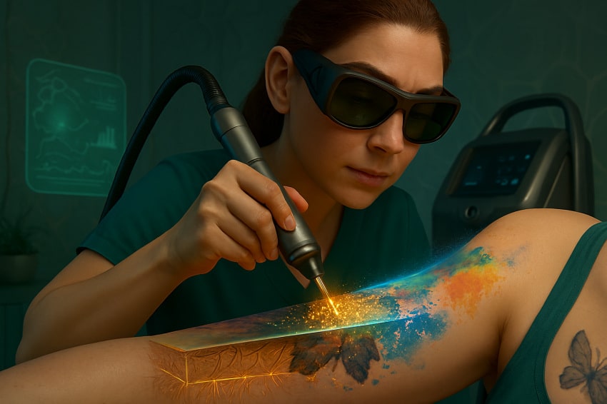 پاک‌سازی تتو با لیزر اربیوم Tattoo removal with Erbium laser (Er:YAG)